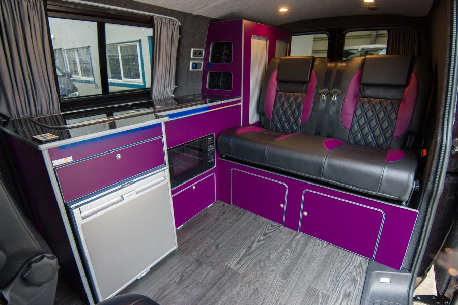 VW Van Conversions - Purple & Black Rib Seats
