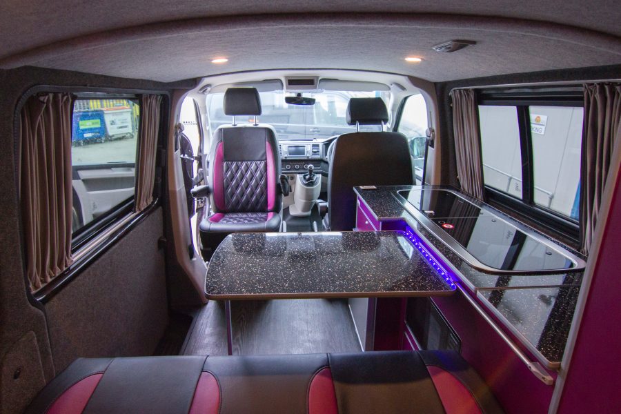 VW Purple Van Conversion - Worktops and LEDS